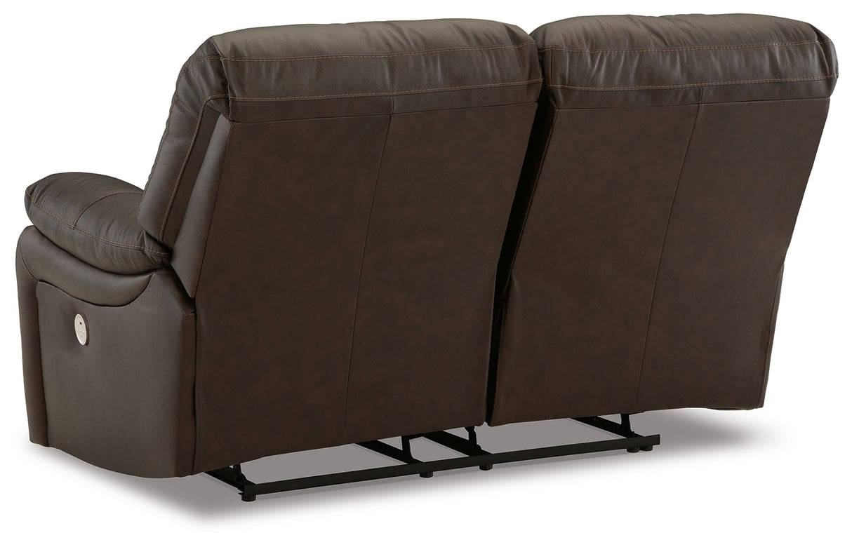Leesworth Dark Brown Power Reclining Loveseat from Ashley - Luna Furniture