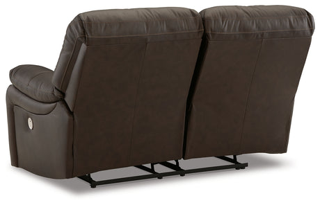 Leesworth Dark Brown Power Reclining Loveseat from Ashley - Luna Furniture