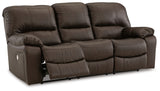 Leesworth Dark Brown Power Reclining Sofa from Ashley - Luna Furniture