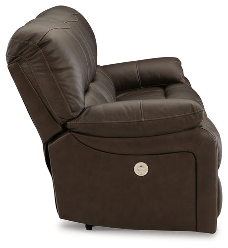 Leesworth Dark Brown Power Reclining Sofa from Ashley - Luna Furniture
