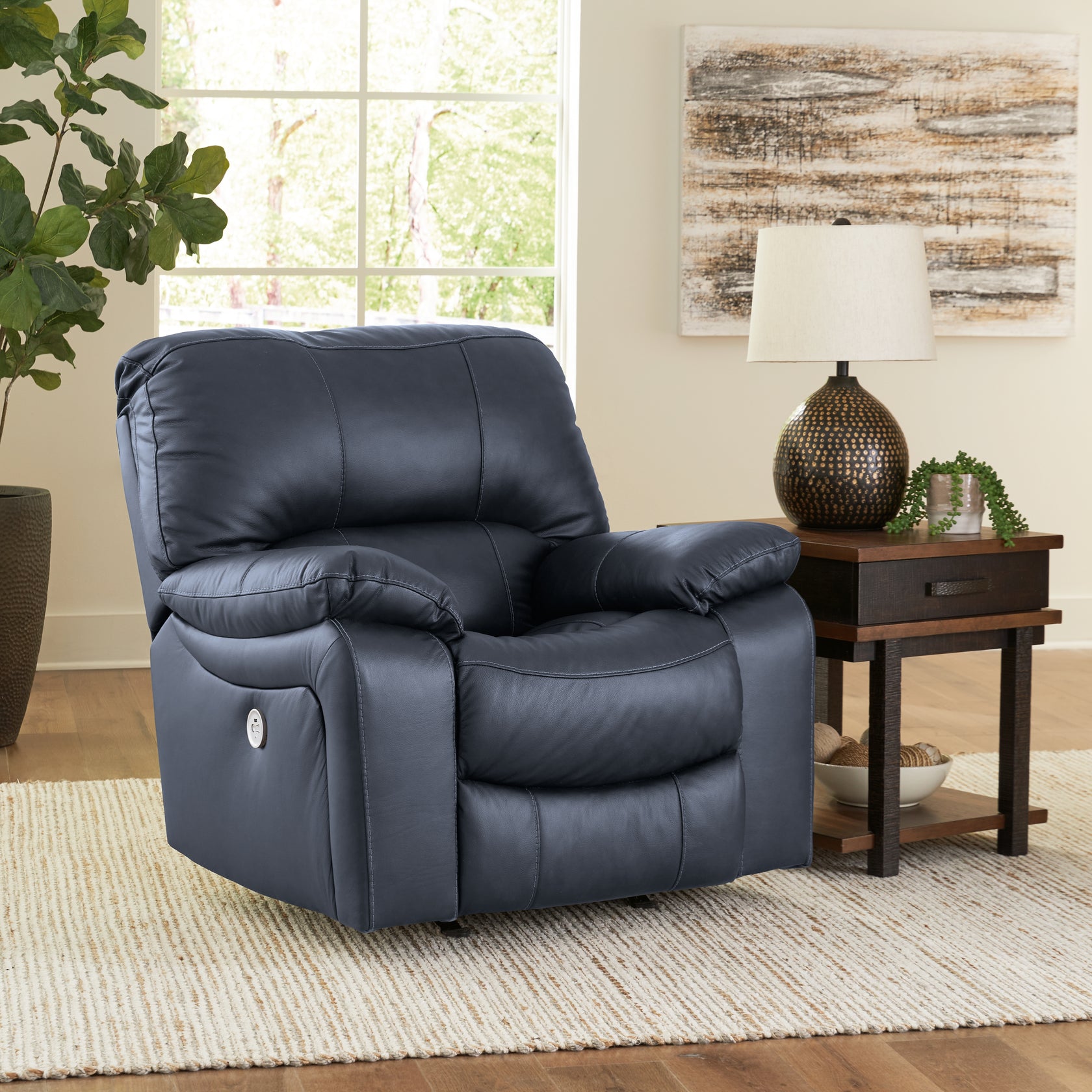 Leesworth Ocean Power Recliner from Ashley - Luna Furniture