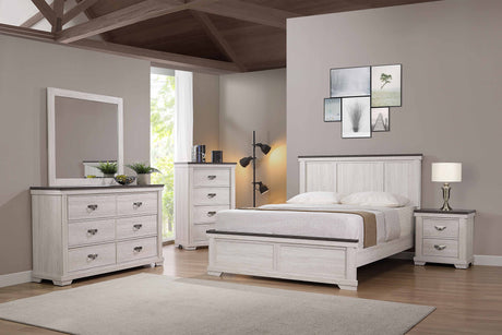 Leighton Cream/Brown King Panel Bed from Crown Mark - Luna Furniture