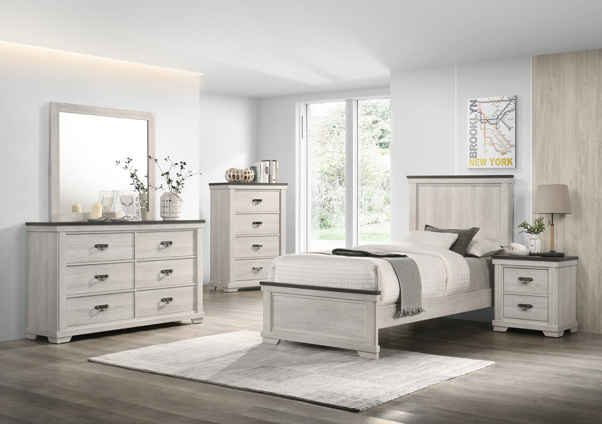 Leighton Cream/Brown Twin Panel Bed from Crown Mark - Luna Furniture