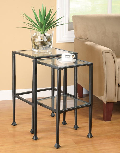 Leilani Black 2-Piece Glass Top Nesting Tables from Coaster - Luna Furniture