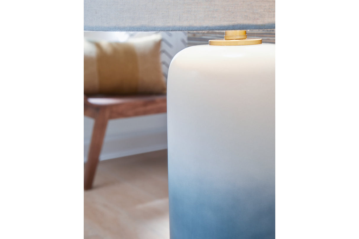 Lemrich White/Teal Table Lamp from Ashley - Luna Furniture