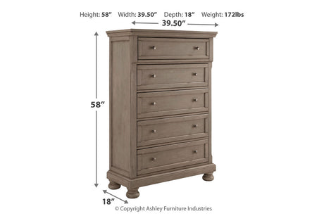 Lettner Light Gray Chest of Drawers from Ashley - Luna Furniture