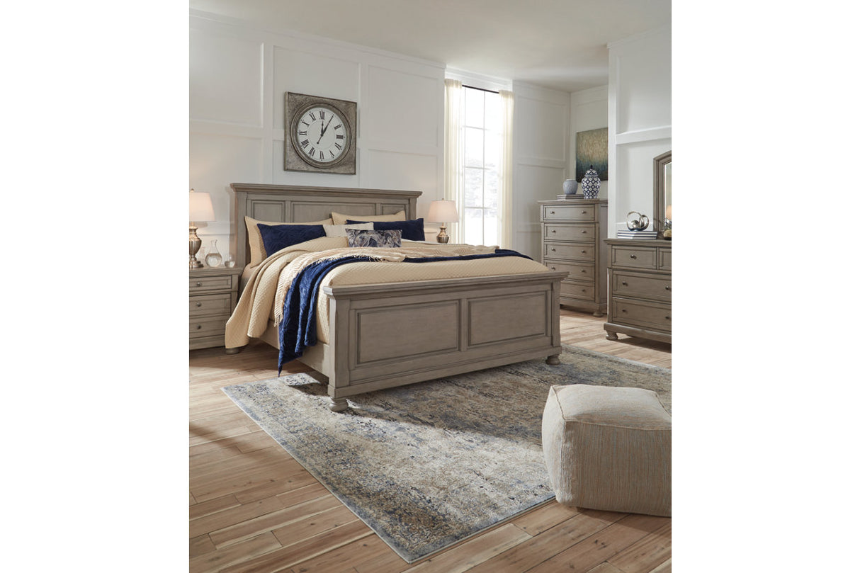 Lettner Light Gray King Panel Bed from Ashley - Luna Furniture