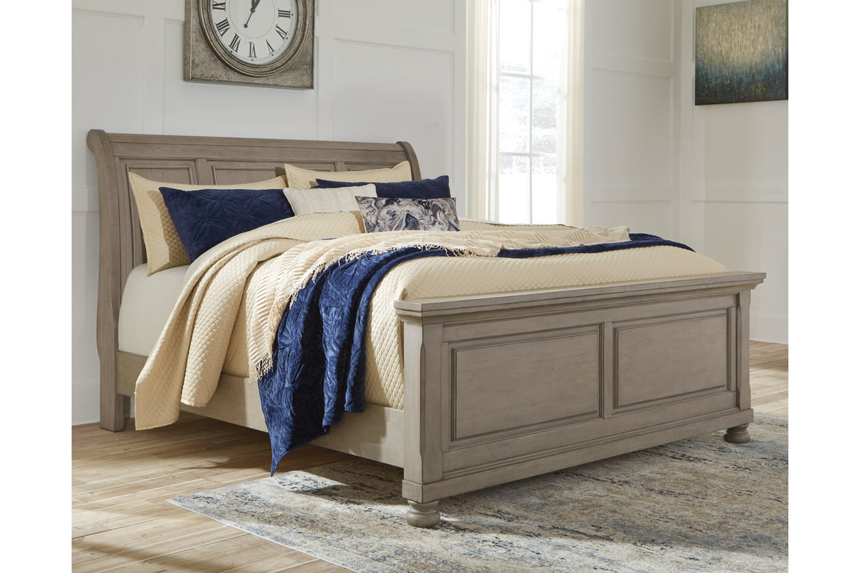 Lettner Light Gray King Sleigh Bed from Ashley Furniture - Luna Furniture