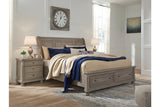 Lettner Light Gray Queen Sleigh Storage Platform Bed from Ashley Furniture - Luna Furniture