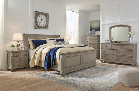 Lettner Light Gray Sleigh Platform Bedroom Set from Ashley - Luna Furniture