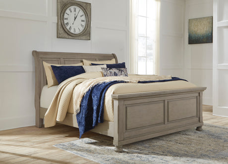 Lettner Light Gray Sleigh Platform Bedroom Set from Ashley - Luna Furniture