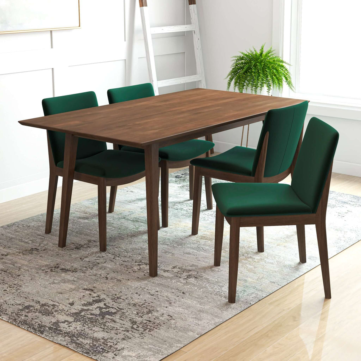 Levi Modern Style Solid Wood Rectangular Dining Kitchen Table Walnut / 63" from Ashcroft Furniture - Luna Furniture