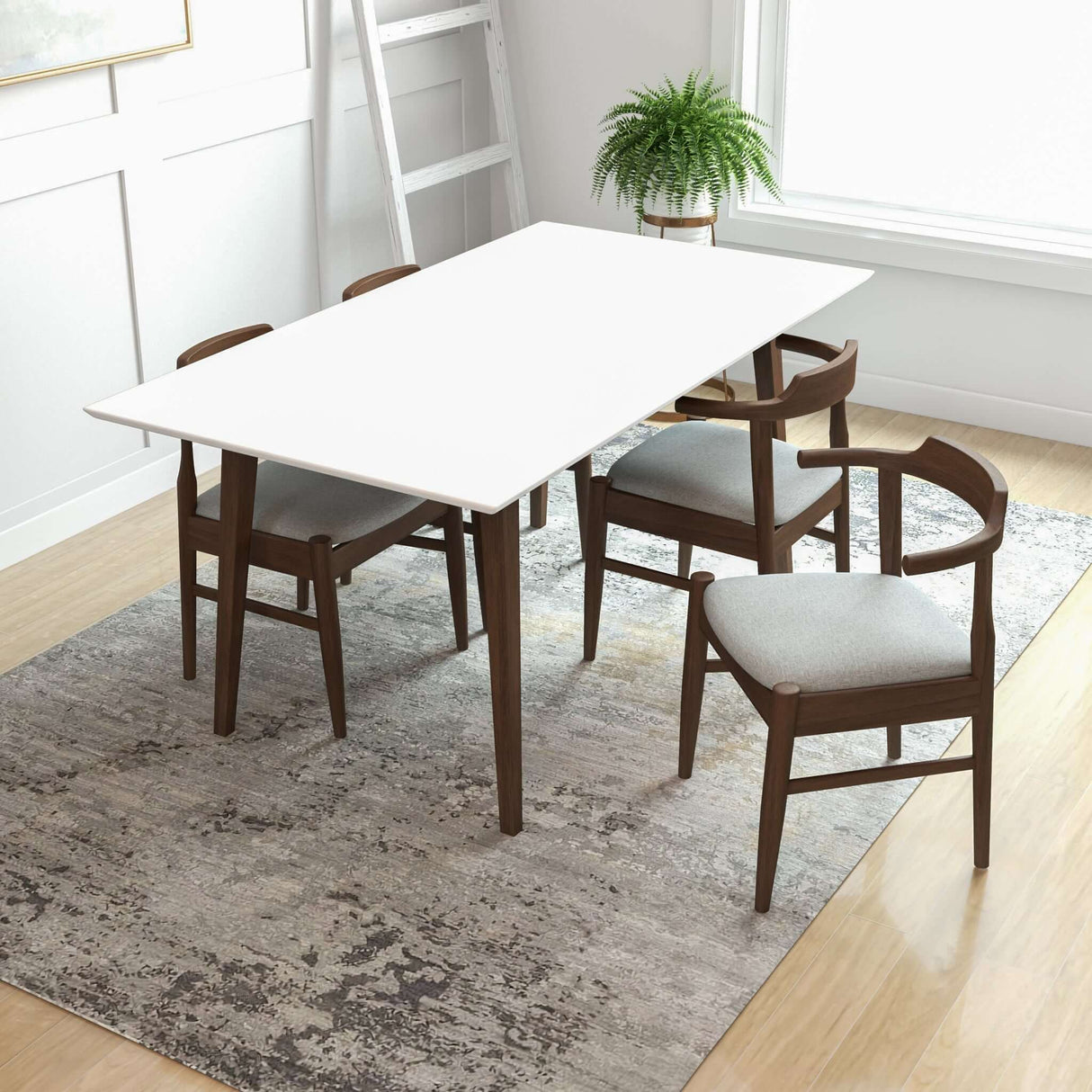 Levi Modern Style Solid Wood Rectangular Dining Kitchen Table Walnut / 63" from Ashcroft Furniture - Luna Furniture