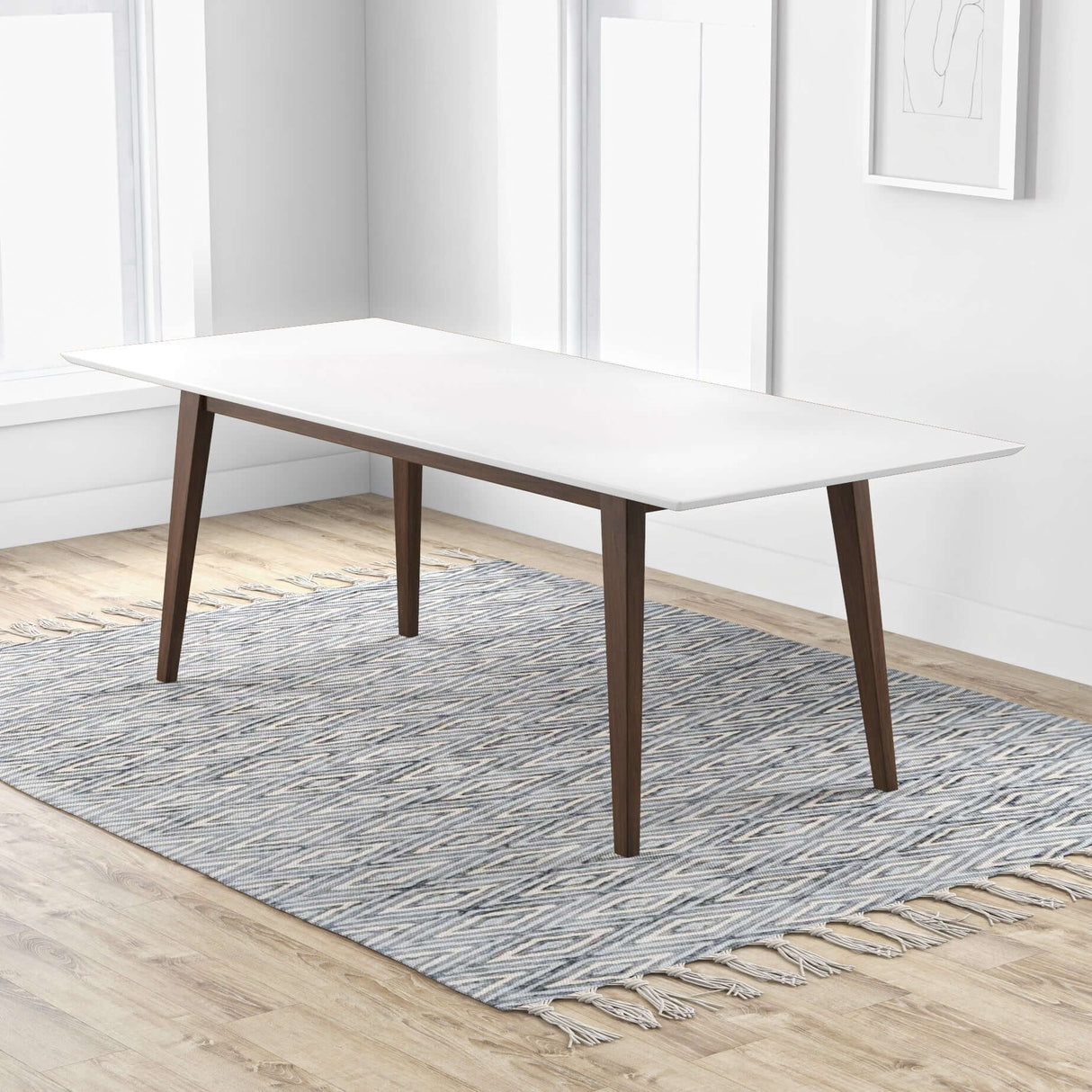 Levi Modern Style Solid Wood Rectangular Dining Kitchen Table White / 47" from Midinmod - Luna Furniture