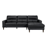 Lewes Black Leather 2-Piece Sectional with Right Chaise from Homelegance - Luna Furniture