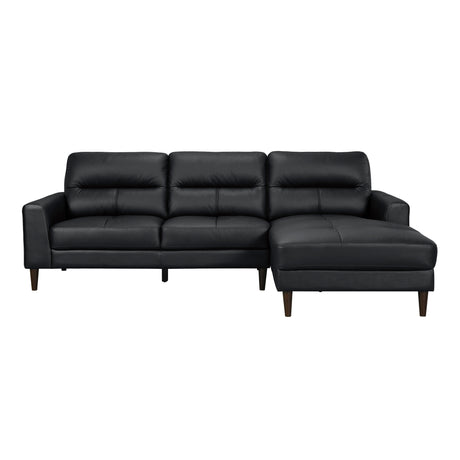 Lewes Black Leather 2-Piece Sectional with Right Chaise from Homelegance - Luna Furniture