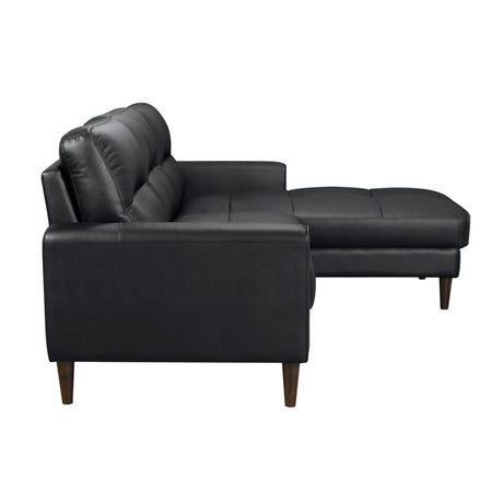 Lewes Black Leather 2-Piece Sectional with Right Chaise from Homelegance - Luna Furniture
