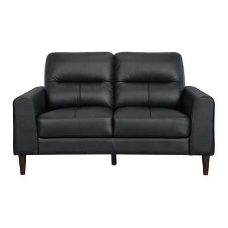 Lewes Black Leather Loveseat from Homelegance - Luna Furniture