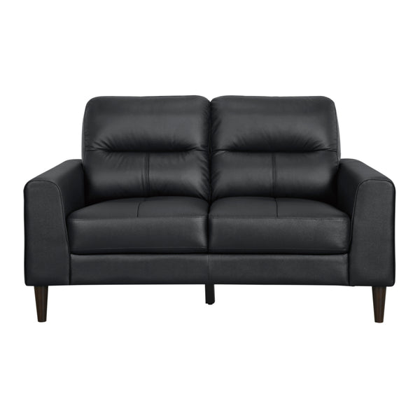 Lewes Black Leather Loveseat