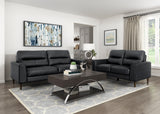 Lewes Black Leather Loveseat from Homelegance - Luna Furniture