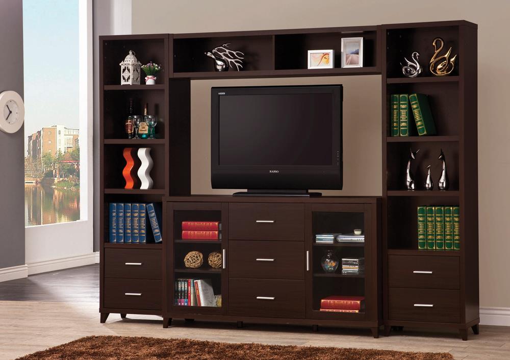 Lewes Cappuccino 2-Door TV Stand with Adjustable Shelves from Coaster - Luna Furniture