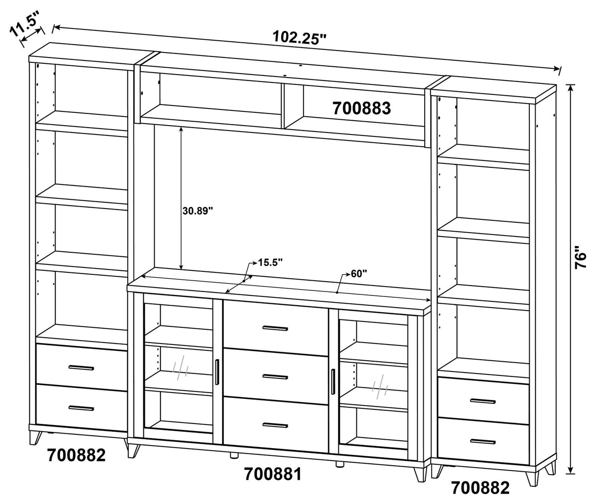 Lewes Cappuccino 4-Piece Entertainment Center from Coaster - Luna Furniture