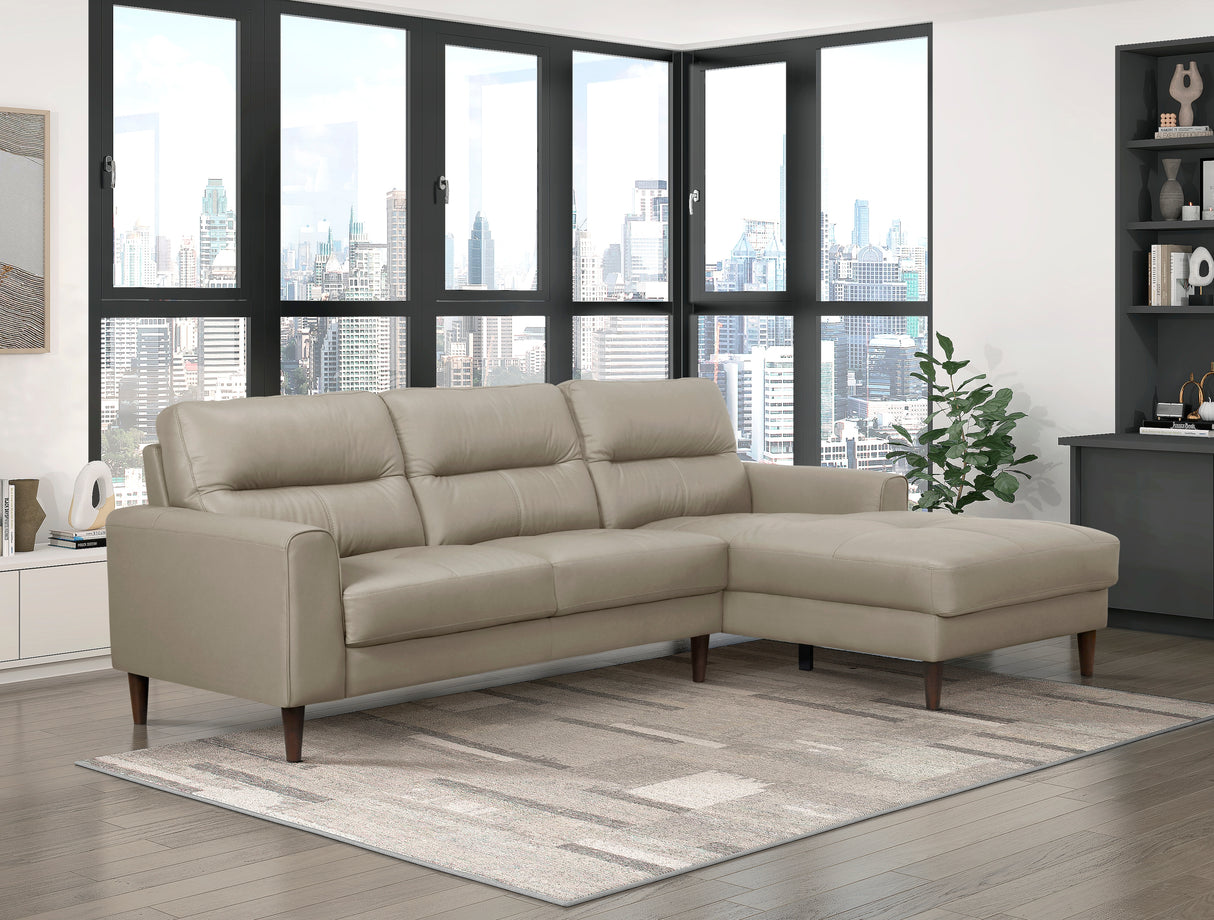 Lewes Latte Leather 2-Piece Sectional with Right Chaise from Homelegance - Luna Furniture