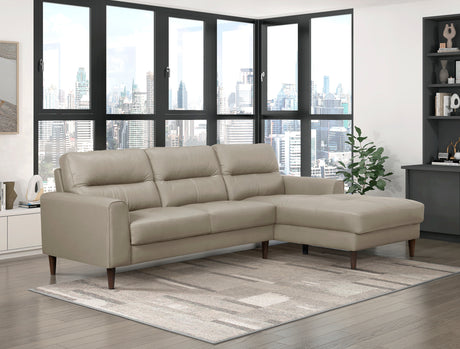 Lewes Latte Leather 2-Piece Sectional with Right Chaise from Homelegance - Luna Furniture