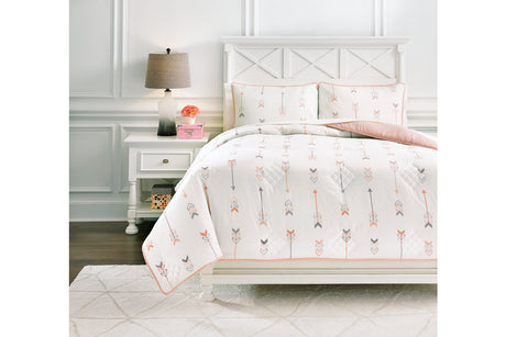 Lexann Pink/White/Gray Full Comforter Set from Ashley - Luna Furniture