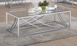 Lille Chrome Accents Glass Top Rectangular Coffee Table from Coaster - Luna Furniture