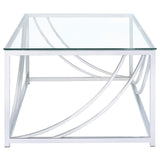 Lille Chrome Accents Glass Top Rectangular Coffee Table from Coaster - Luna Furniture