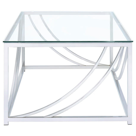 Lille Chrome Accents Glass Top Rectangular Coffee Table from Coaster - Luna Furniture