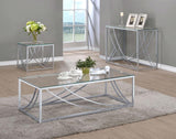 Lille Chrome Accents Glass Top Rectangular Coffee Table from Coaster - Luna Furniture