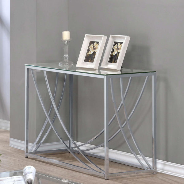 Lille Chrome Glass Top Rectangular Sofa Table Accents