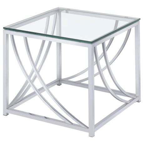 Lille Chrome Glass Top Square End Table Accents from Coaster - Luna Furniture