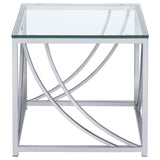 Lille Chrome Glass Top Square End Table Accents from Coaster - Luna Furniture