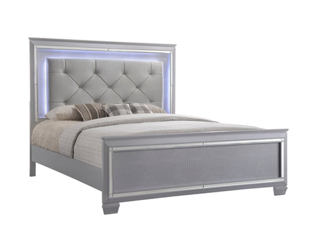 Lillian Silver King LED Upholestered Bed from Crown Mark - Luna Furniture