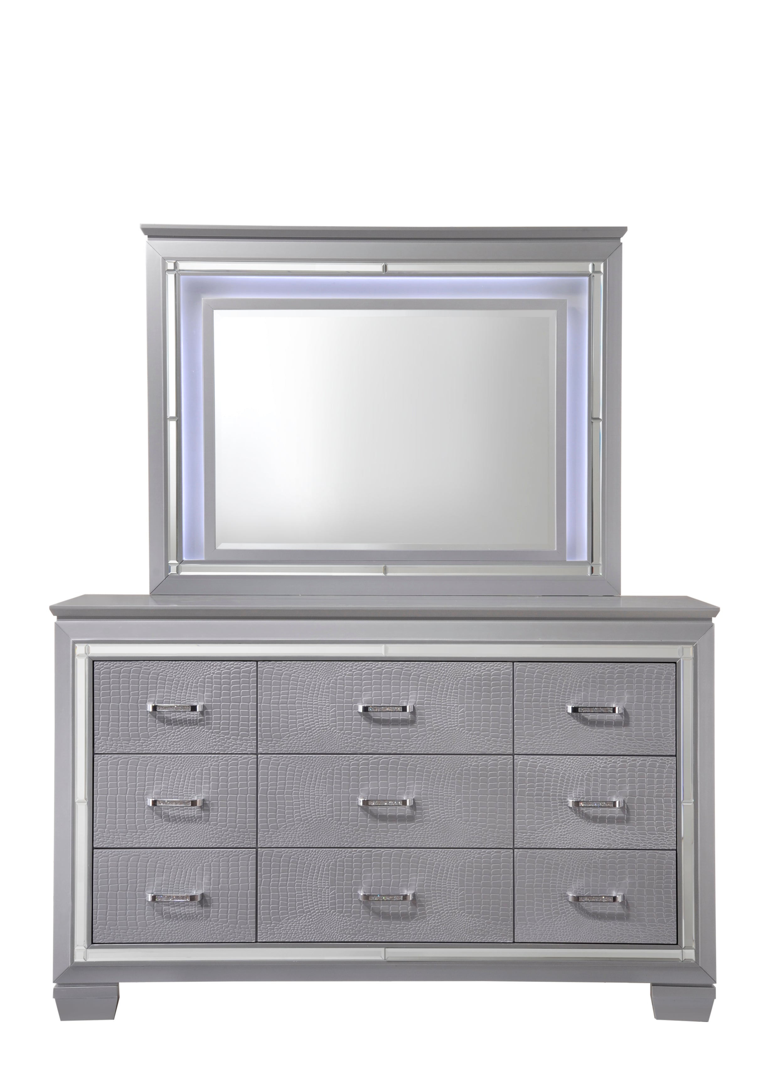 Lillian Silver LED Upholestered Bedroom Set - Luna Furniture