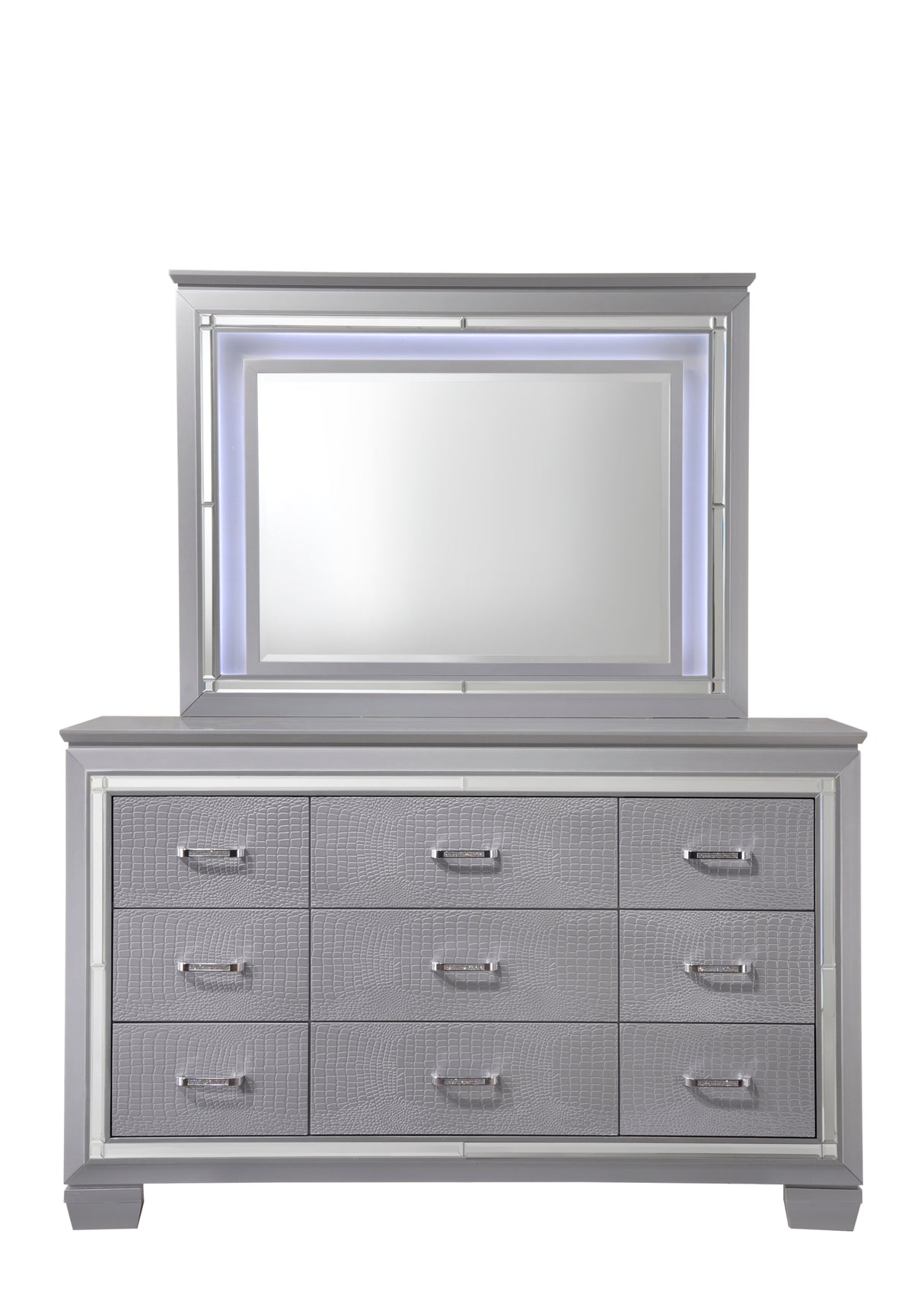 Lillian Silver LED Upholestered Bedroom Set from Crown Mark - Luna Furniture