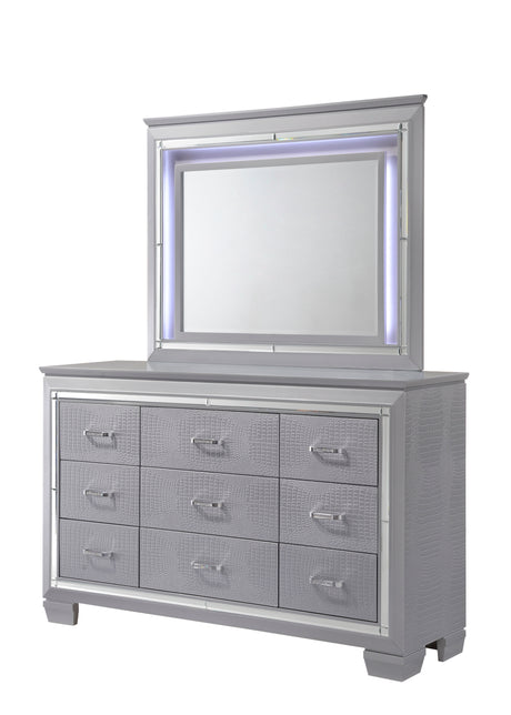Lillian Silver LED Upholestered Bedroom Set from Crown Mark - Luna Furniture