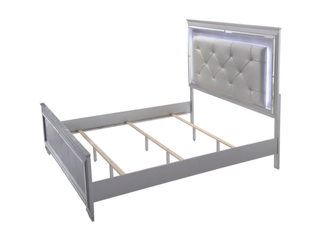 Lillian Silver LED Upholestered Bedroom Set from Crown Mark - Luna Furniture