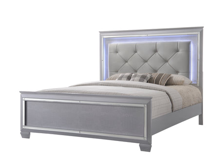 Lillian Silver LED Upholestered Bedroom Set from Crown Mark - Luna Furniture