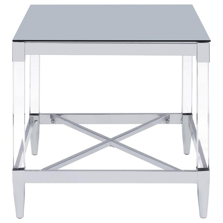 Lindley Chrome Square End Table with Acrylic Legs and Tempered Mirror Top from Coaster - Luna Furniture