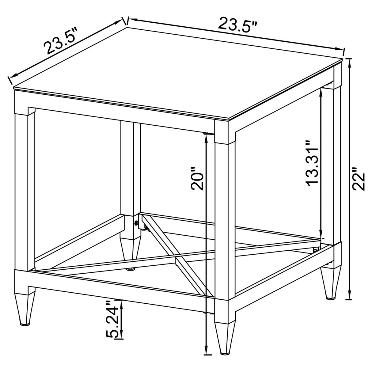 Lindley Chrome Square End Table with Acrylic Legs and Tempered Mirror Top from Coaster - Luna Furniture