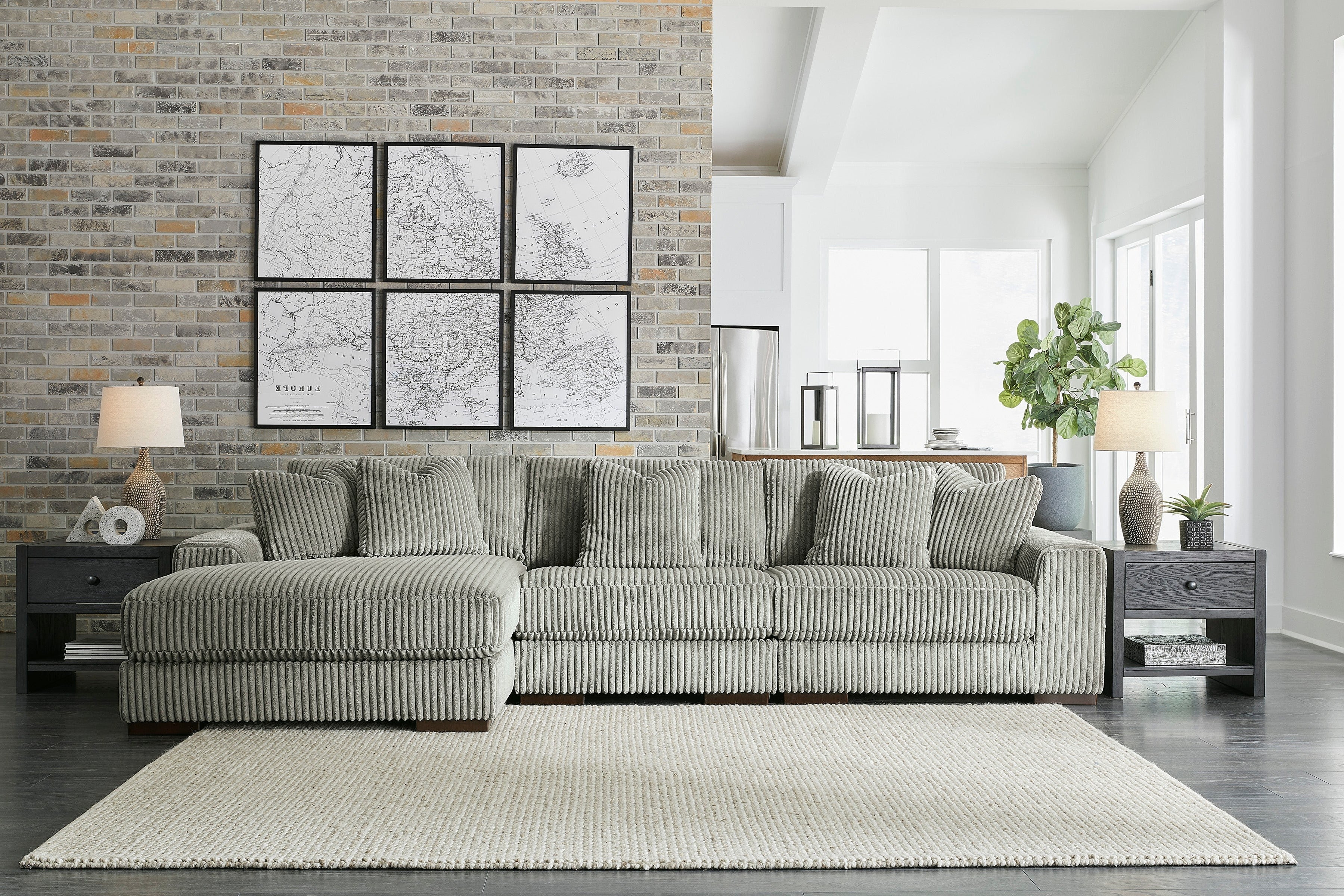 Lindyn Fog 3-Piece LAF Chaise Sectional – Luna Furniture