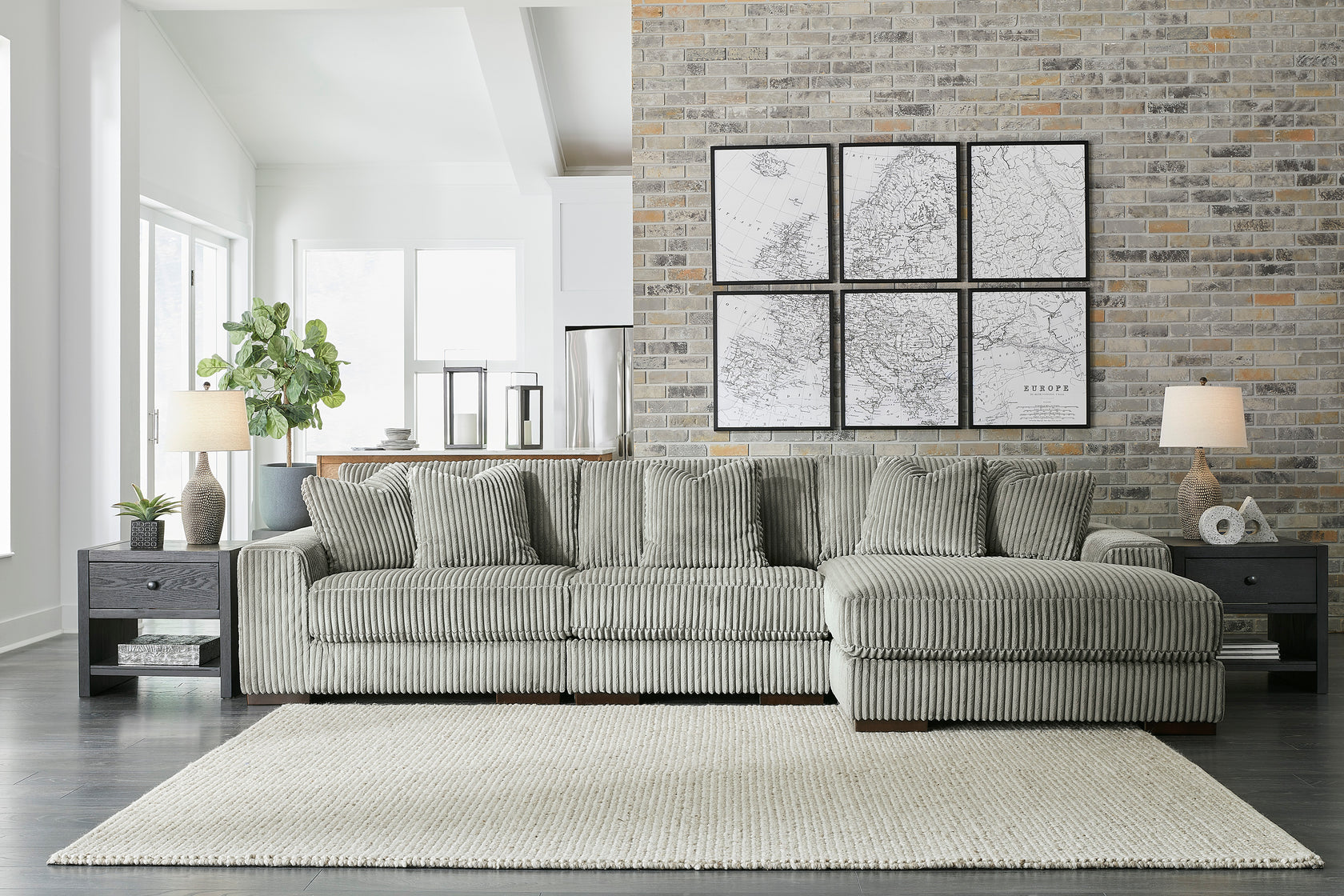 Lindyn Fog 3-Piece RAF Chaise Sectional from Ashley - Luna Furniture