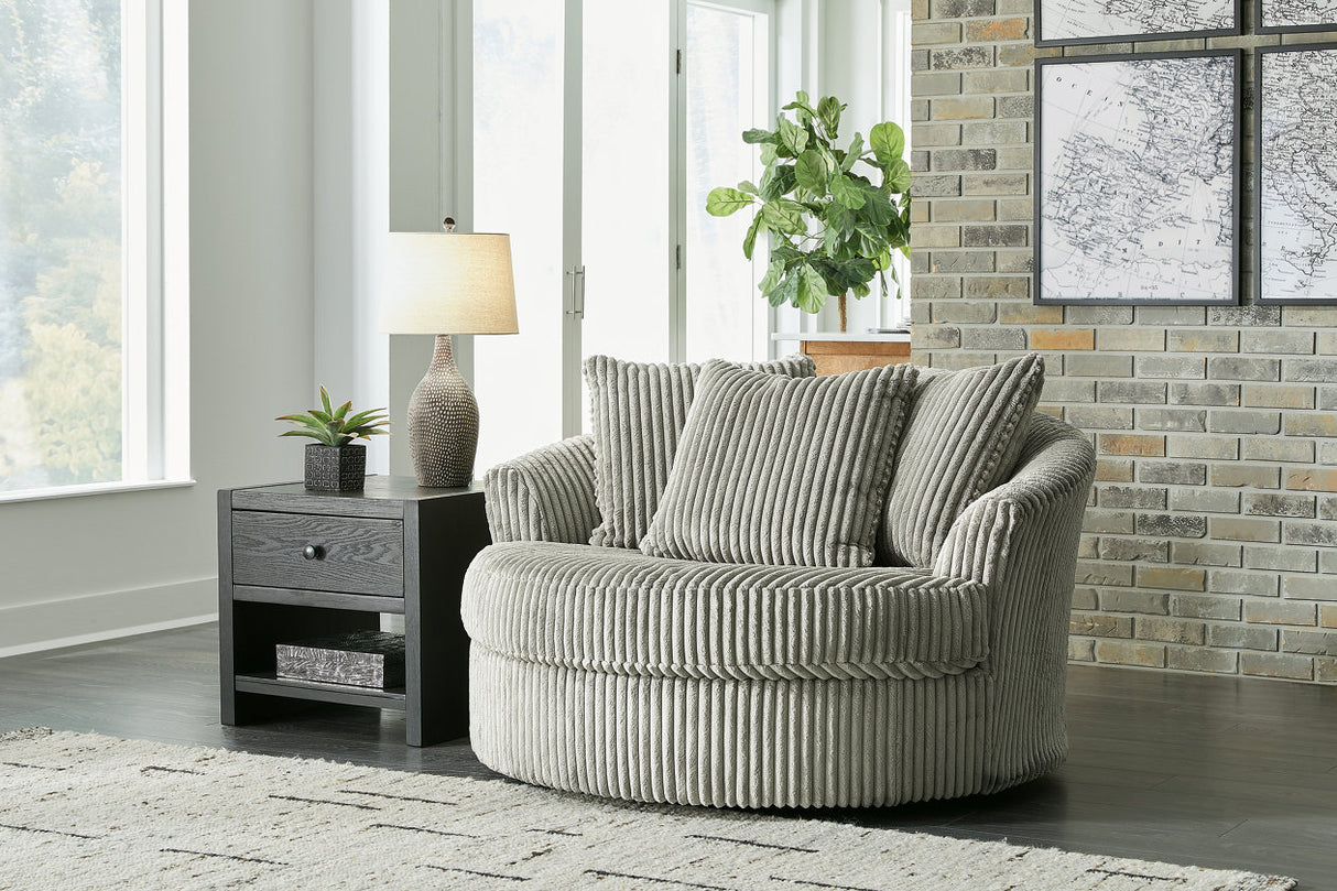 Lindyn Fog Oversized Swivel Accent Chair from Ashley - Luna Furniture