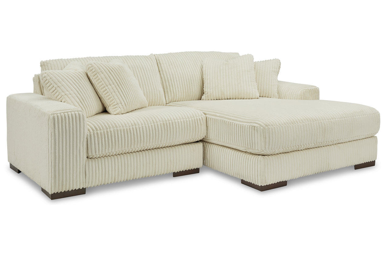 Ashley Lindyn Ivory 2-Piece RAF Chaise Sectional – Luna Furniture