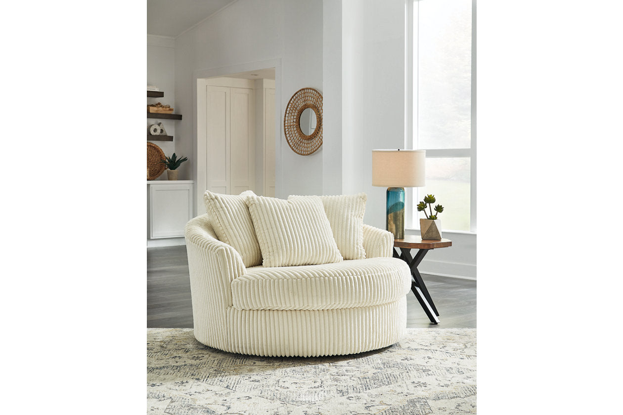 Ashley Lindyn Ivory Oversized Swivel Accent Chair – Luna Furniture