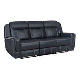 Littleton Blue Double Reclining Sofa with Center Drop-Down Cup Holders, Magazine bag, Receptacles and USB Ports from Homelegance - Luna Furniture